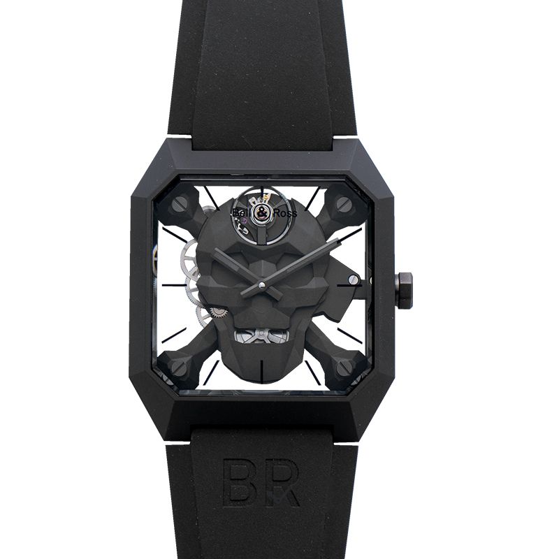 BELL & ROSS-01 Cyber Skull Limited Edition Hand-Wound Ceramic and Rubber Watch 46.5mm