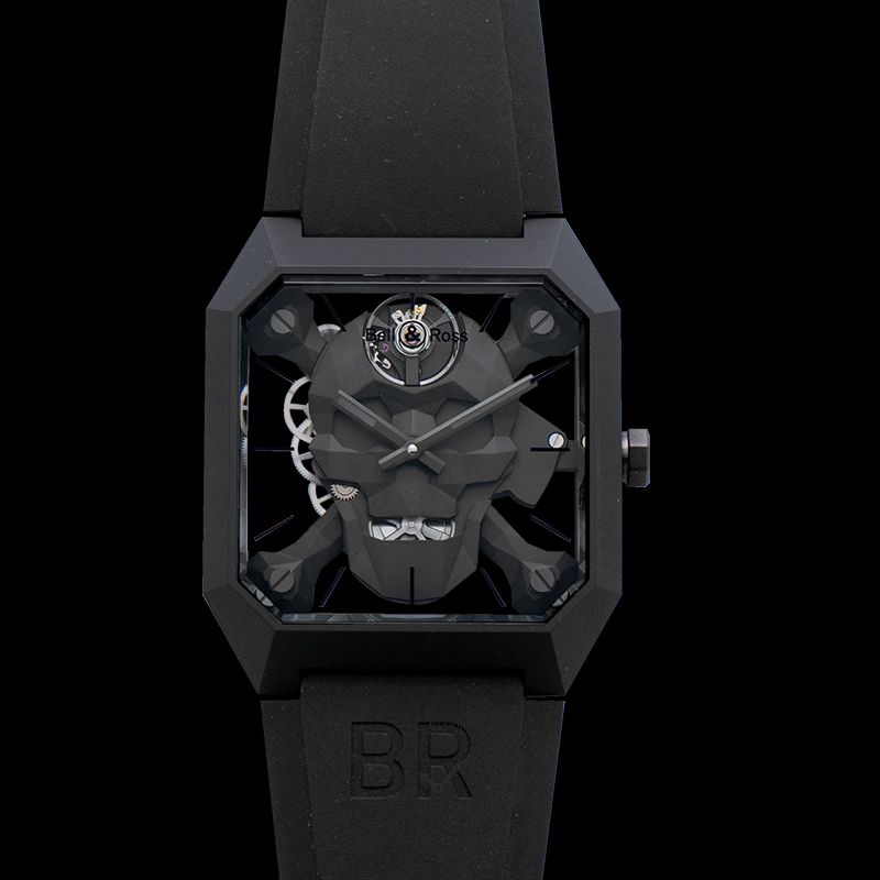 BELL & ROSS-01 Cyber Skull Limited Edition Hand-Wound Ceramic and Rubber Watch 46.5mm