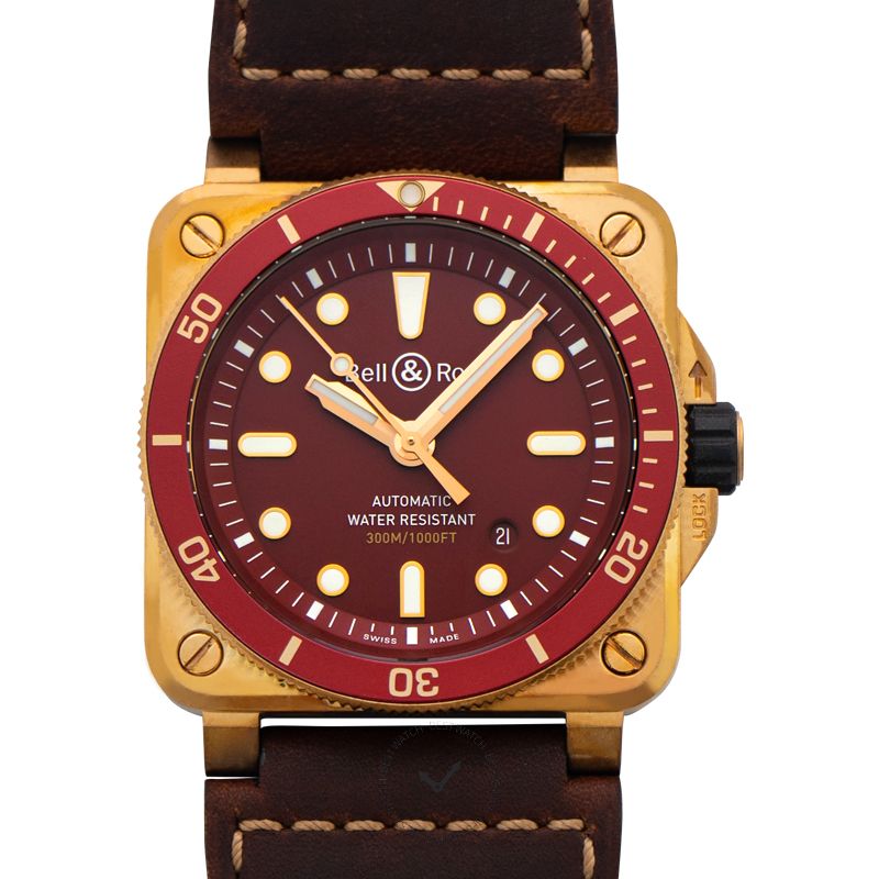 BELL & ROSS Instruments Automatic Red Dial Bronze Men's Watch