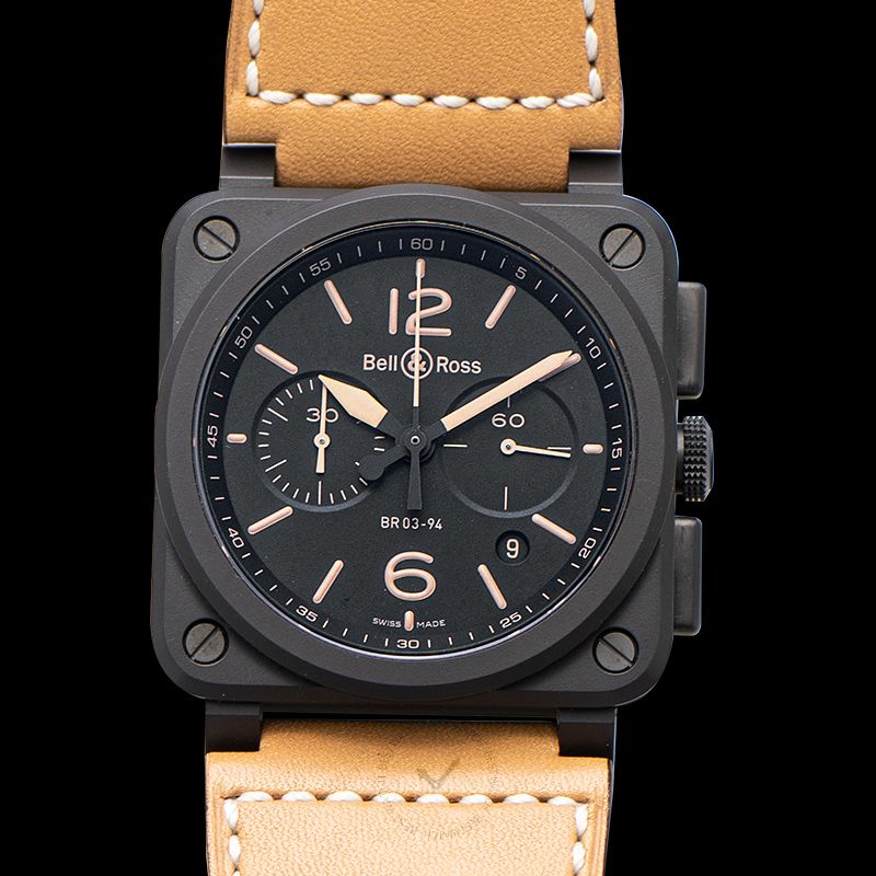 BELL & ROSS-Aviation Instruments BR 03-94 Heritage Automatic Black Dial Chronograph Men's Watch