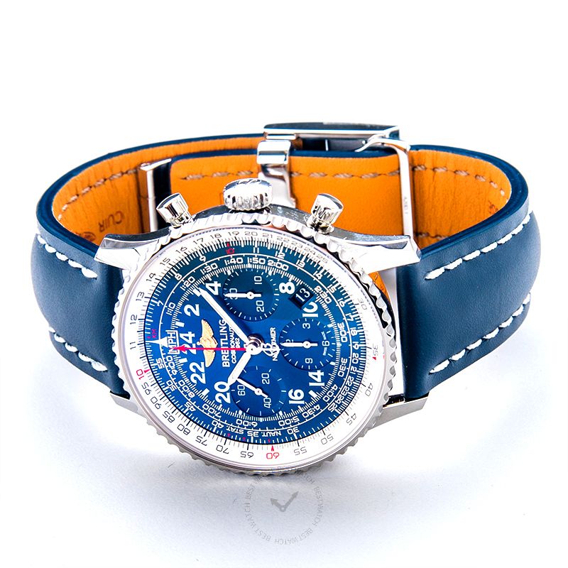 BREITLING-Cosmonaute Stainless Steel / Blue / Croco