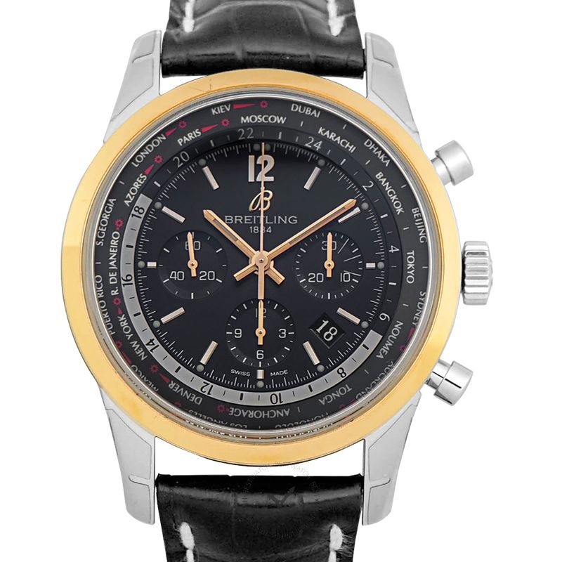 BREITLING-Transocean Unitime Pilot World Time Chronograph Automatic Black Dial Men's Watch