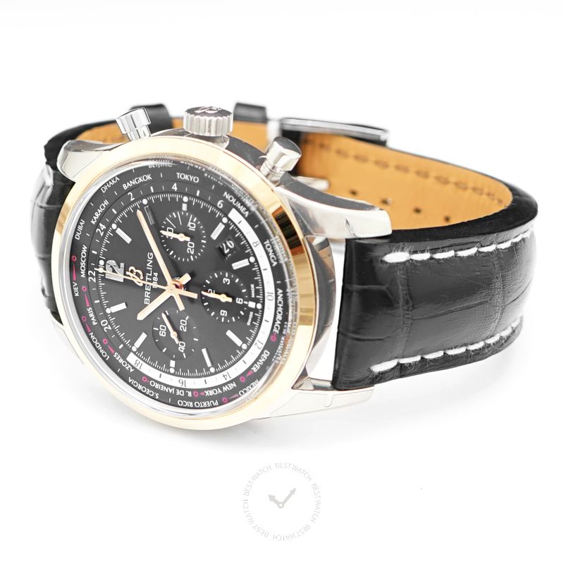 BREITLING-Transocean Unitime Pilot World Time Chronograph Automatic Black Dial Men's Watch