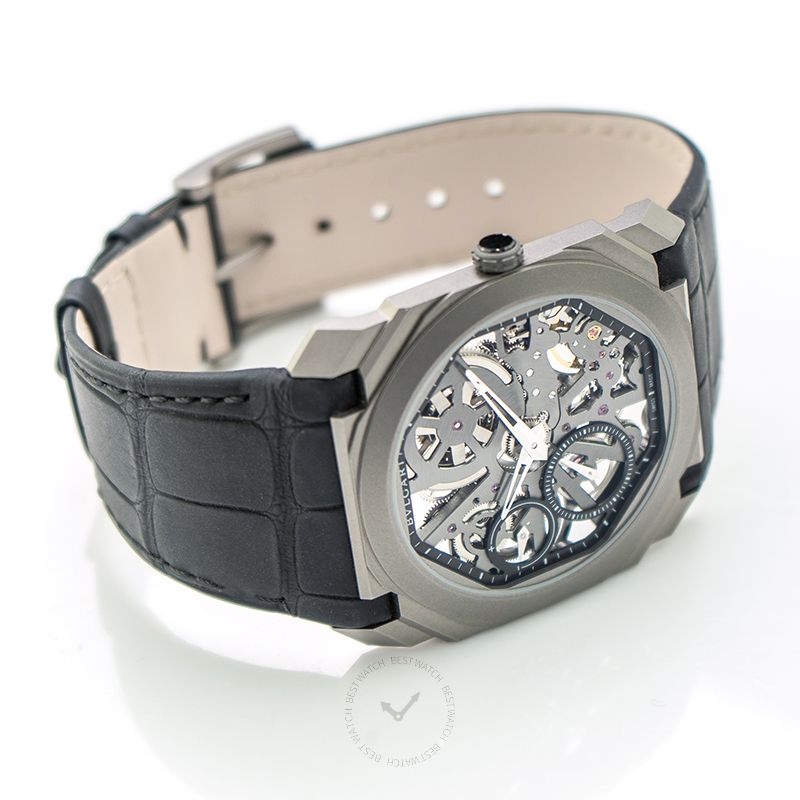 Octo Finissimo Extra Thin Manual-winding Skeleton Dial Titanium Men's Watch