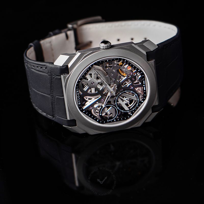 Octo Finissimo Extra Thin Manual-winding Skeleton Dial Titanium Men's Watch