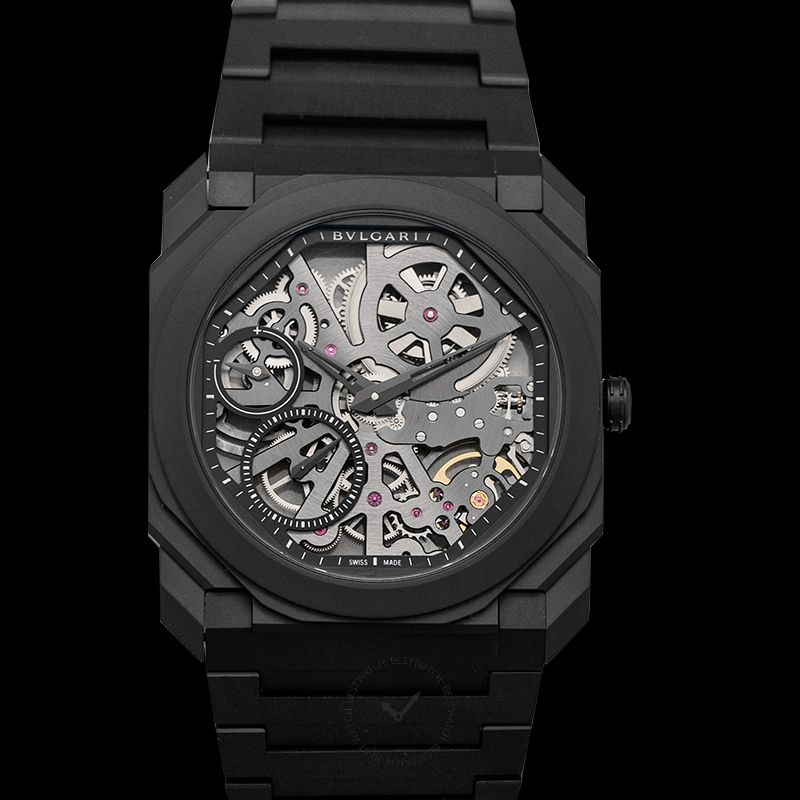 Octo Finissimo Extra Thin Manual-winding Skeleton Dial Black Ceramic Men's Watch