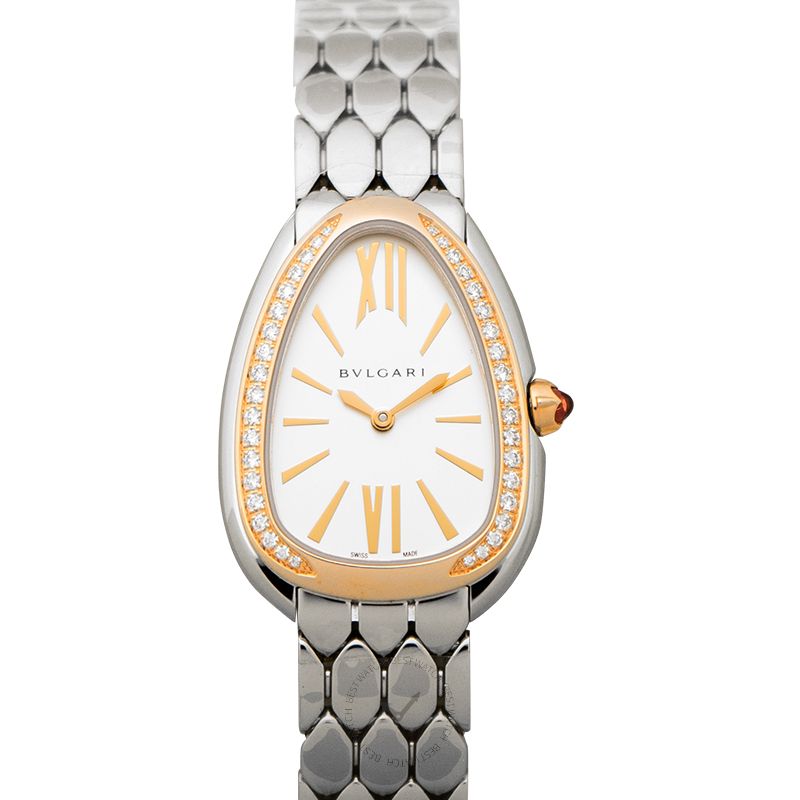 Serpenti Seduttori Quartz White Dial Diamond Bezel Ladies Watch