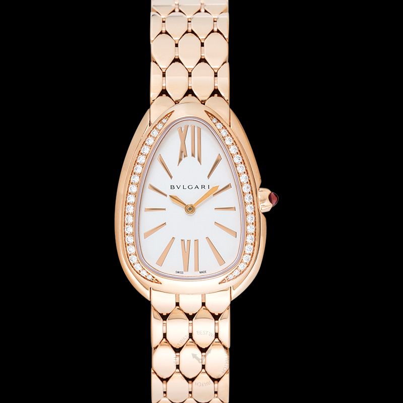 Serpenti Seduttori 18kt Rose Gold Quartz Silver Dial Diamond Ladies Watch