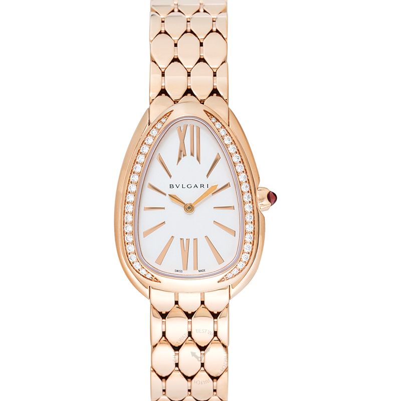 Serpenti Seduttori 18kt Rose Gold Quartz Silver Dial Diamond Ladies Watch