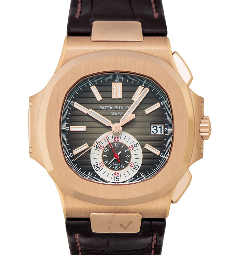 Patek Philippe Nautilus Brown Dial 18K Rose Gold Men's Chronograph Watch