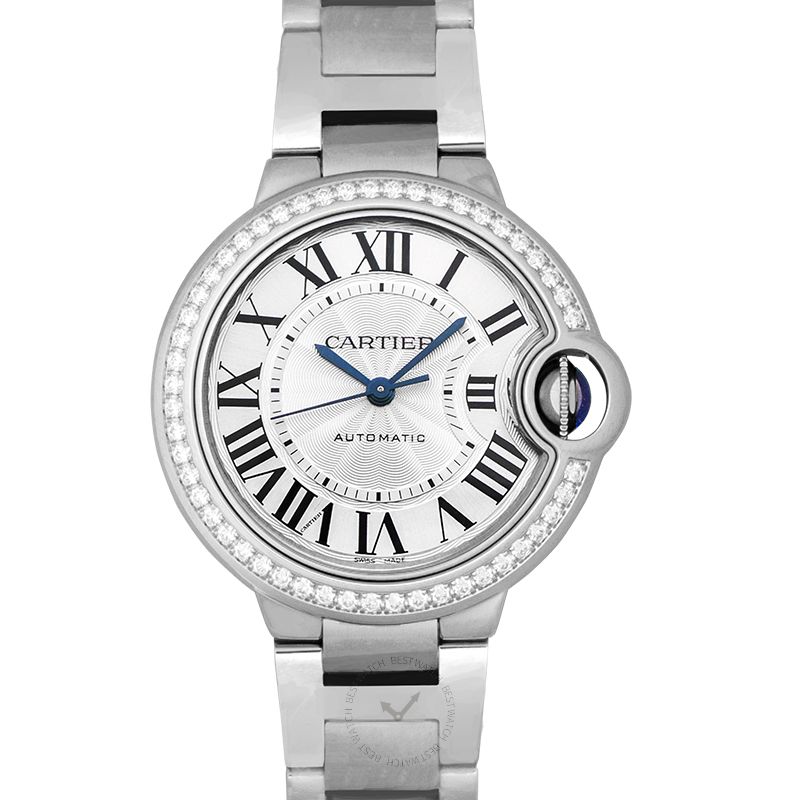 Ballon Bleu de Cartier 33 mm Automatic Silver Dial Stainless Steel Ladies Watch