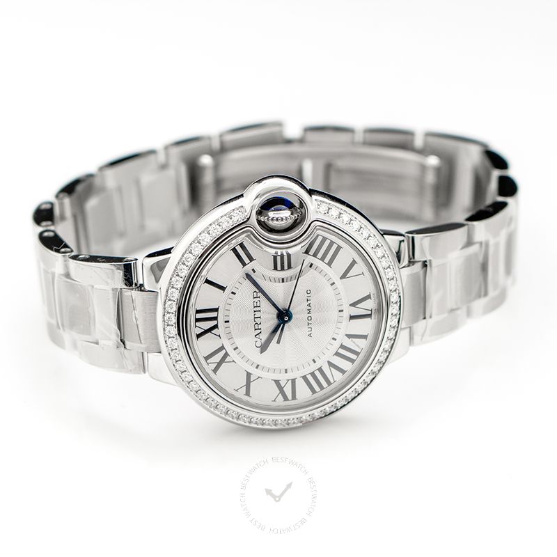 Ballon Bleu de Cartier 33 mm Automatic Silver Dial Stainless Steel Ladies Watch