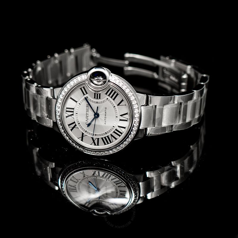 Ballon Bleu de Cartier 33 mm Automatic Silver Dial Stainless Steel Ladies Watch