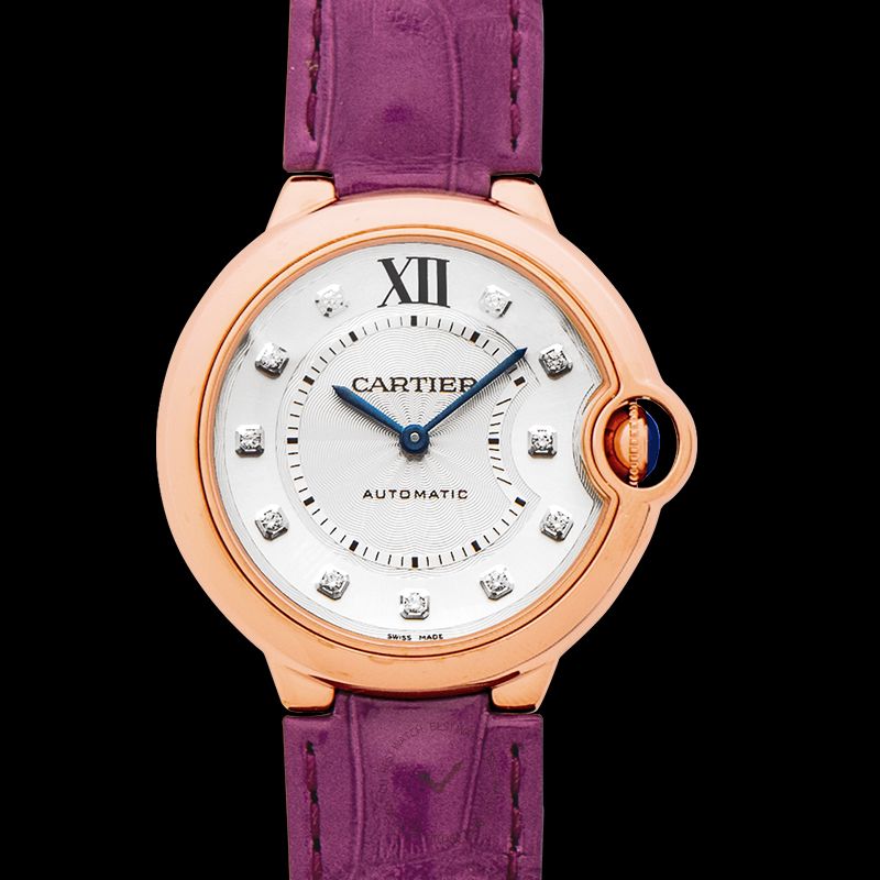 Ballon Bleu de Cartier 36 mm Automatic Silver Dial 18kt Pink Gold Ladies Watch