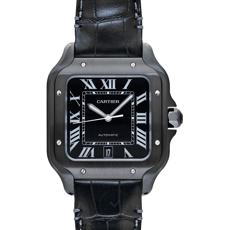 Santos De Cartier Automatic Black Dial Men's Watch