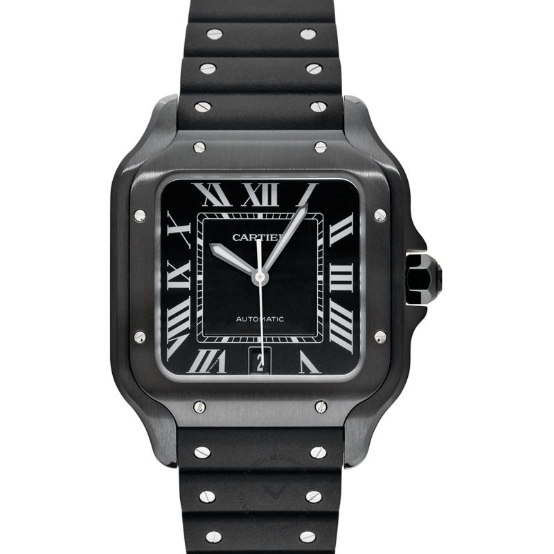 Santos De Cartier Automatic Black Dial Men's Watch