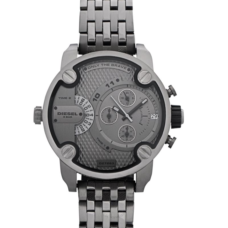 Little Daddy Dual Time Chronograph Grey Dial Steel Watch