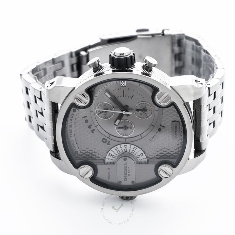 Little Daddy Dual Time Chronograph Grey Dial Steel Watch