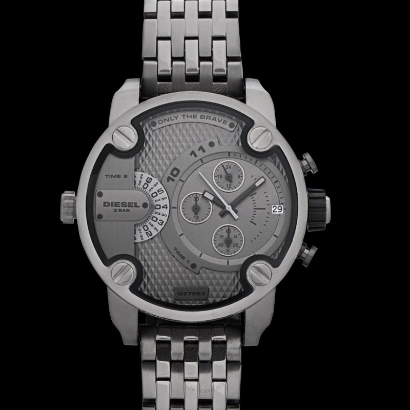 Little Daddy Dual Time Chronograph Grey Dial Steel Watch