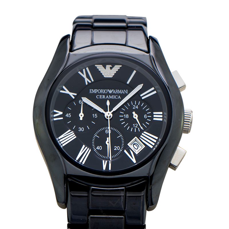 Emporio Armani Chronograph Black Dial Black Ceramic Men's Watch 42 mm