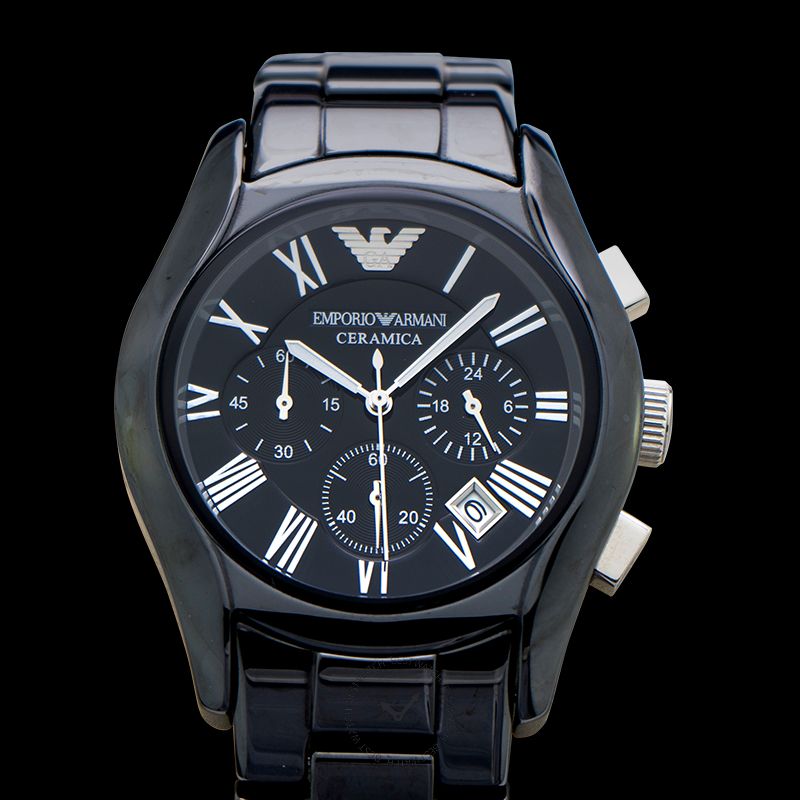 Emporio Armani Chronograph Black Dial Black Ceramic Men's Watch 42 mm