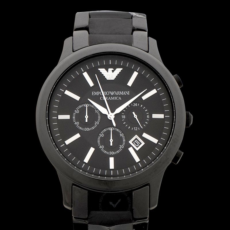 Emporio Armani Ceramica Chronograph Black Dial Men's Watch 47mm