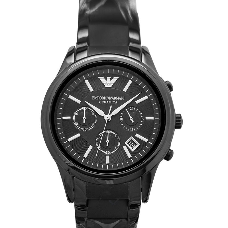 Emporio Armani Ceramica Chronograph Quartz Black Dial Black Ceramic Me