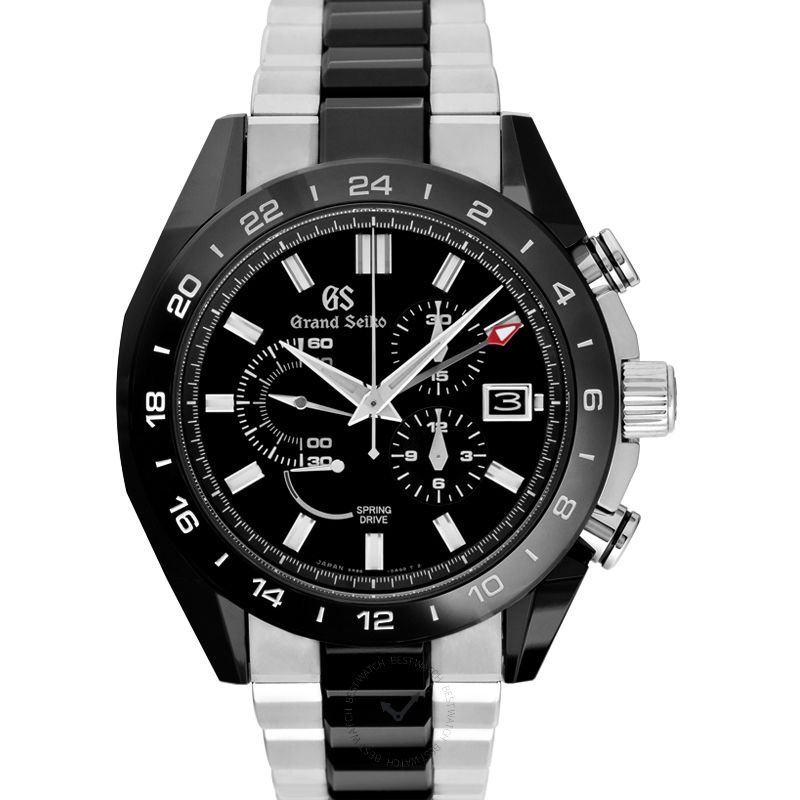 Grand Seiko Spring Drive Chronograph Titanium / Ceramic / Black / Bracelet / Black Ceramics Collection