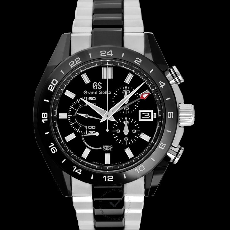 Grand Seiko Spring Drive Chronograph Titanium / Ceramic / Black / Bracelet / Black Ceramics Collection