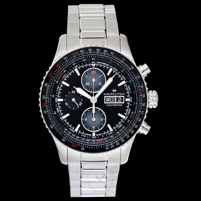 Hamilton Khaki Aviation Converter Auto Chrono Black Dial Stainless Steel Men's Watch