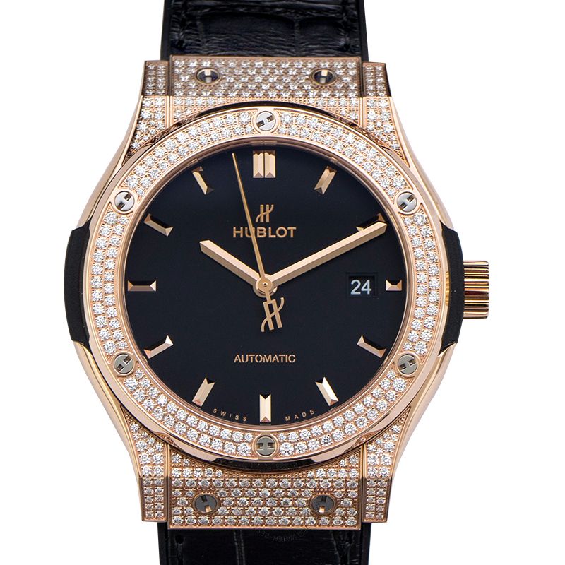 Classic Fusion Automatic Black Dial Diamonds 18kt Rose Gold Men's Watch