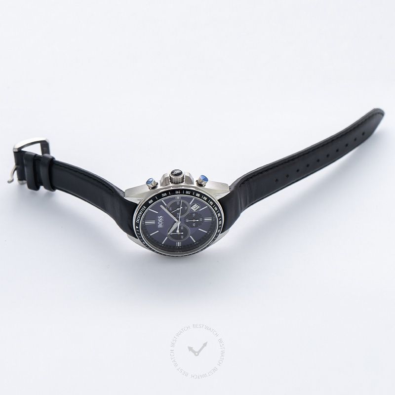 Hugo Boss Drivers Black Leather Chronograph Watch 44mm