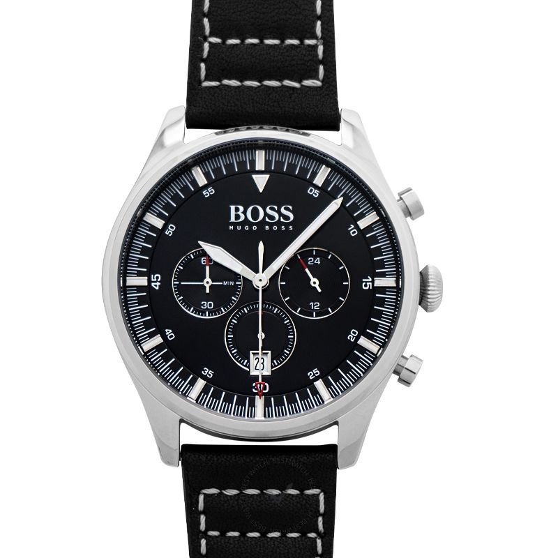 Hugo Boss Pioneer Black Leather 44mm