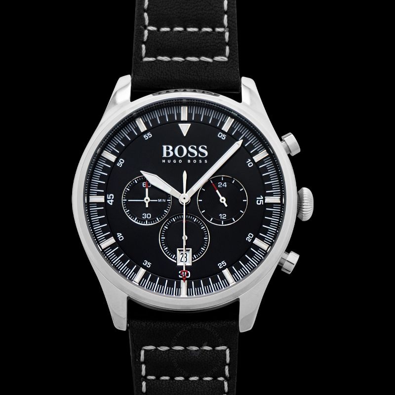 Hugo Boss Pioneer Black Leather 44mm