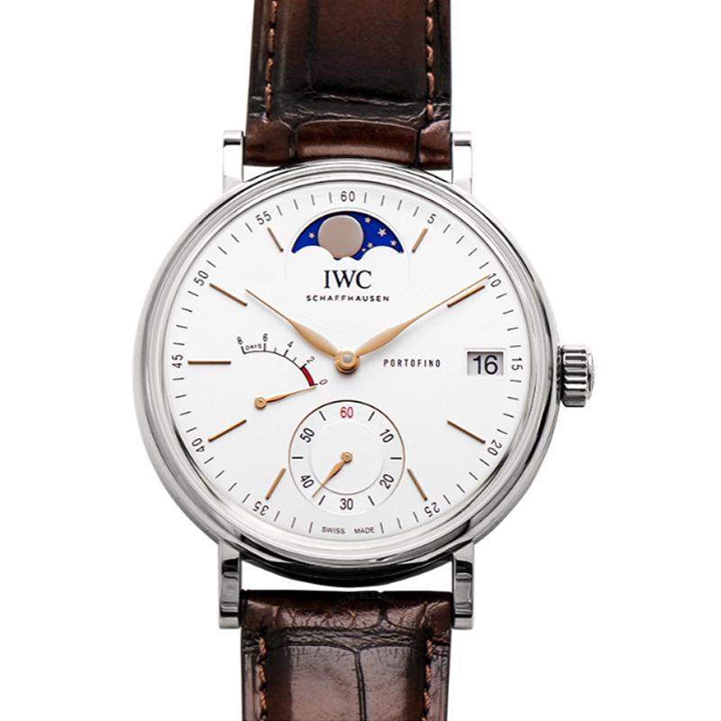 IWC Portofino Hand-Wound Moon Phase Manual-winding Silver Dial Men's Watch