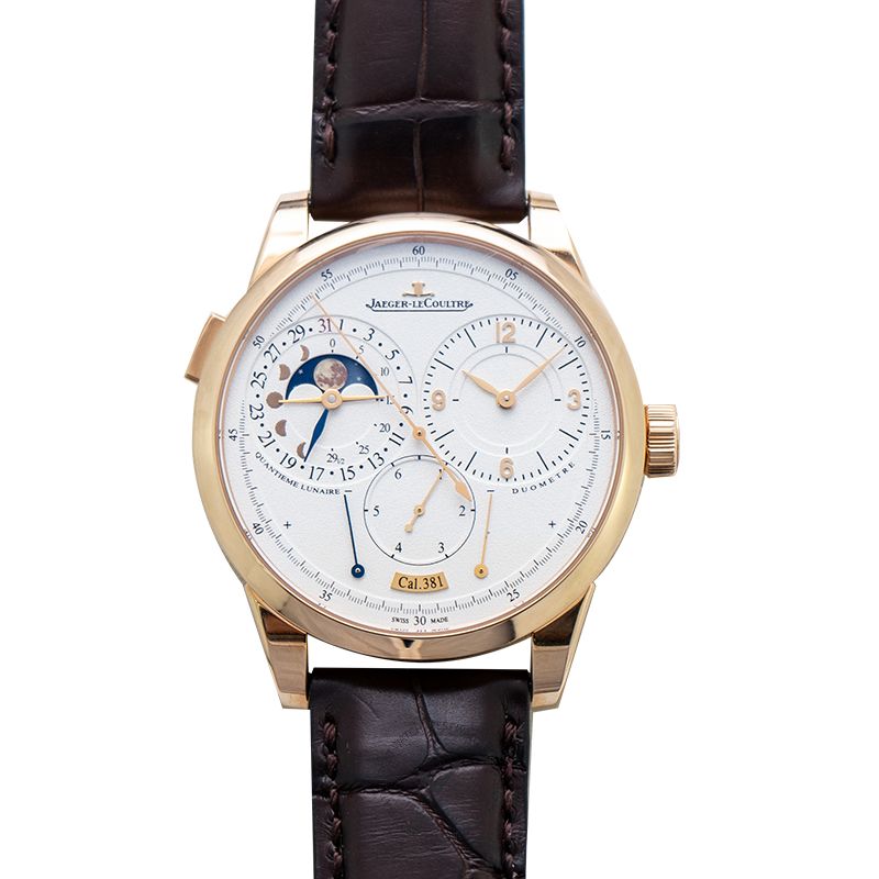 Jaeger LeCoultre Duometre Quantieme Lunaire Manual-winding Silver Dial Rose Gold Men's Watch