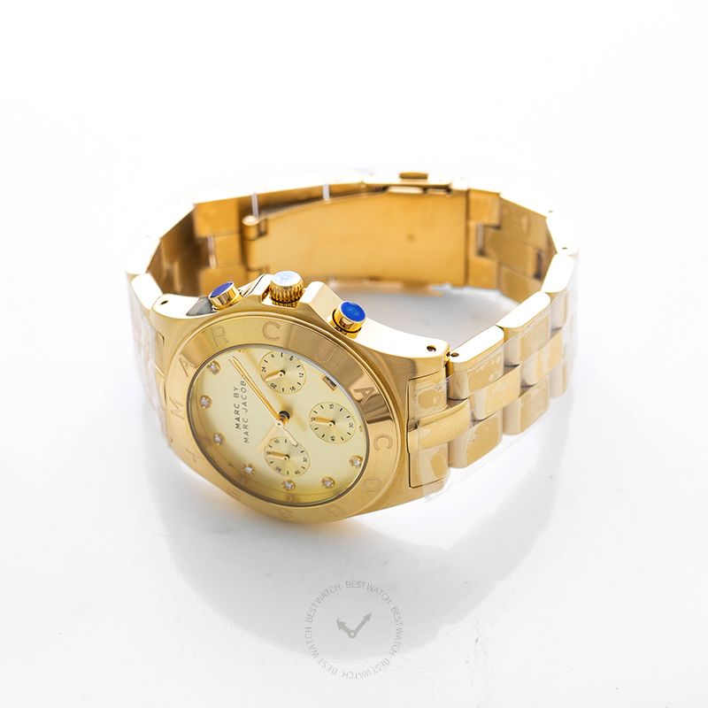 Marc By Marc Jacobs Blade Chronograph Gold Dial Gold-Tone Stainless Steel Ladies Watch 40mm