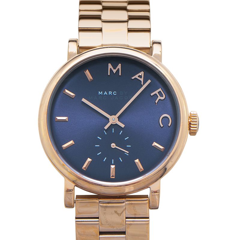 Marc By Marc Jacobs Baker Navy Dial Rose Gold-tone Steel Ladies Watch 36MM