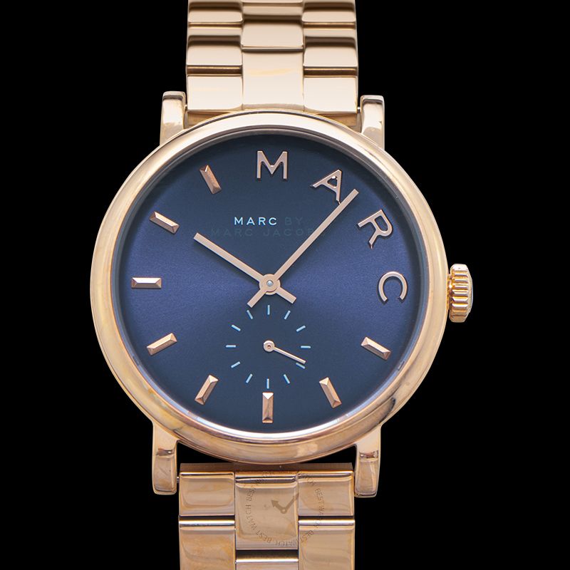 Marc By Marc Jacobs Baker Navy Dial Rose Gold-tone Steel Ladies Watch 36MM