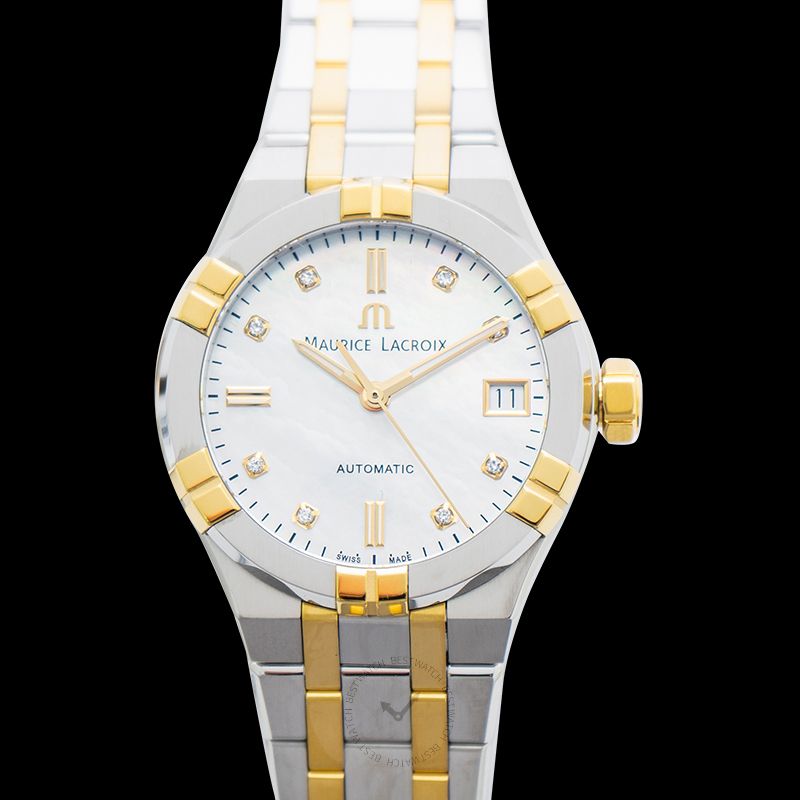 Maurice Lacroix Aikon Automatic White Mother Of Pearl Dial Diamond Indexes Ladies Watch