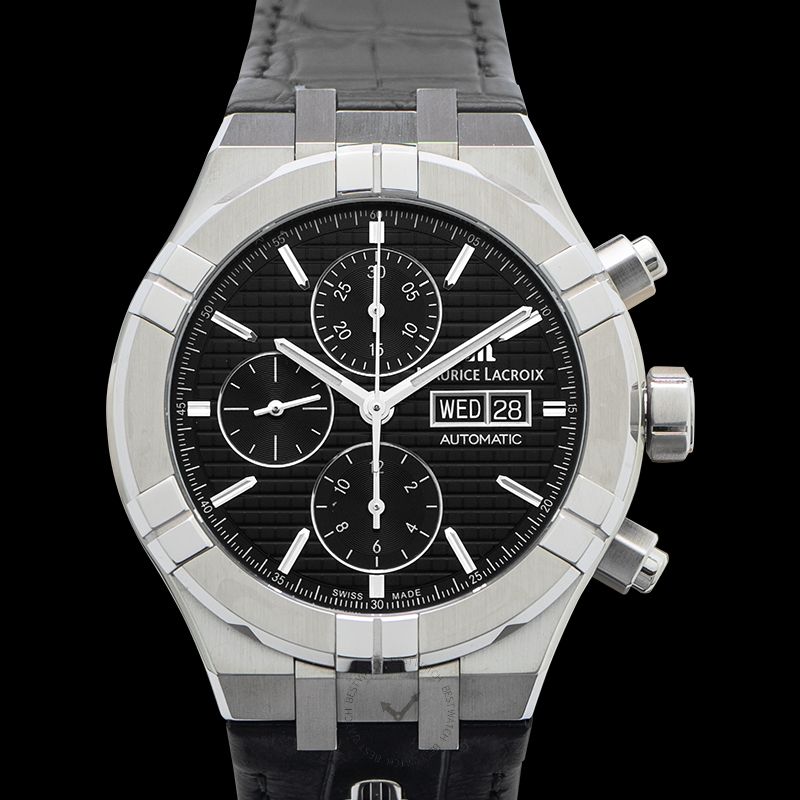 Maurice Lacroix Aikon Aikon Automatic Chronograph Black Sun Brushed Squares Dial Men's Watch