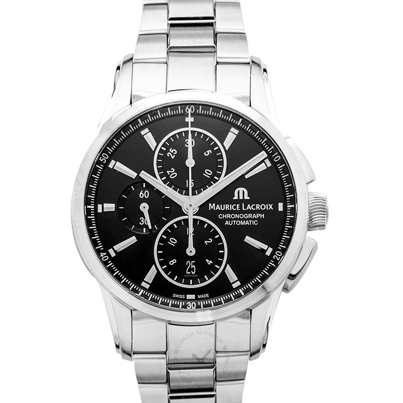 Maurice Lacroix Pontos Chronograph Automatic Black Sun Brushed Dial Men's Watch