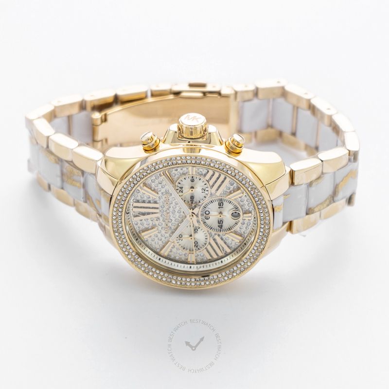 Michael Kors Wren Gold Tone Crystal Chronograph Quartz Watch 42MM