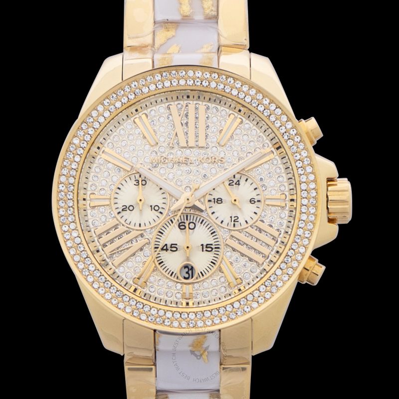 Michael Kors Wren Gold Tone Crystal Chronograph Quartz Watch 42MM