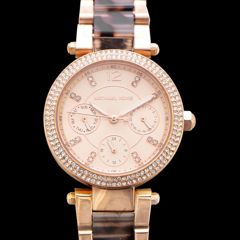 Michael Kors Parker Crystal Quartz Rose Gold-tone Dial Ladies Watch