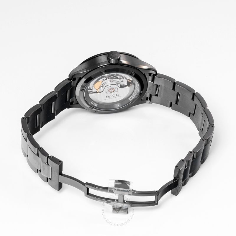 Mido Multifort Power Reserve III Gent Grey Dial PVD Black Steel Bracelet Watch 42mm