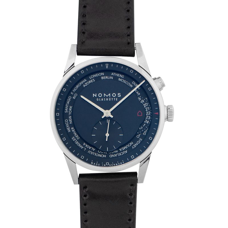 Nomos Glashuette Zurich World Time Midnght Blue Automatic Blue Dial 39.9mm Men's Watch