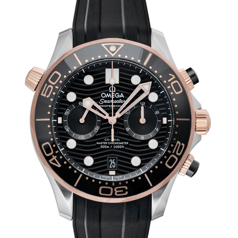 Omega Seamaster Co-Axial Master Chronometer Chronograph 44 mm Automatic Black Dial Gold Men's Watch