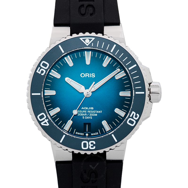 Oris Aquis Date Calibre 400 Automatic Blue Dial Ceramic Rubber Strap Men's Watch