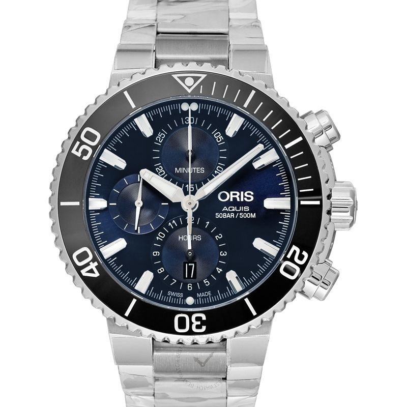 Oris Aquis Chronograph Automatic Blue Dial Bracelet Men's Watch